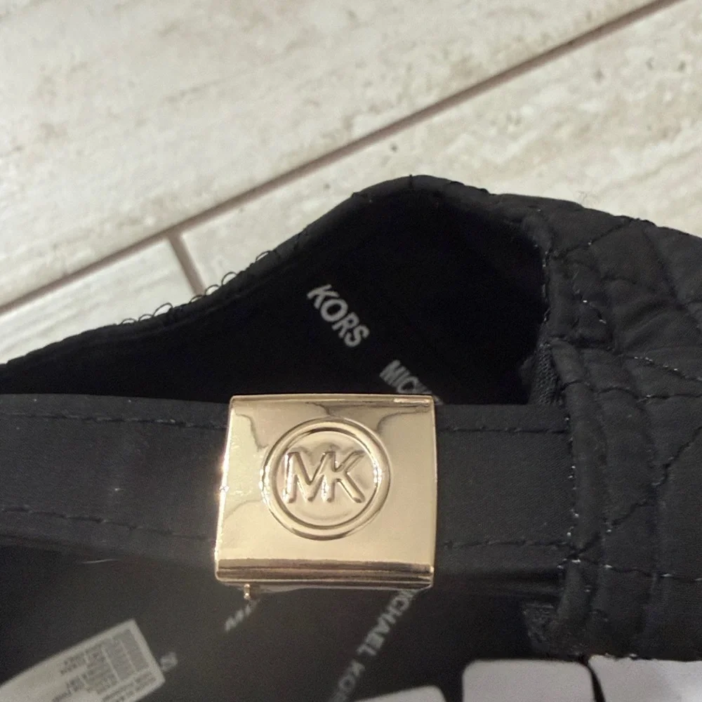 Michael Kors Black Quilted Baseball Cap with Gold MK logo button..nwt.Ladies - Picture 5 of 7